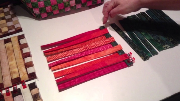 Weaving fabric strips for Aunties Two