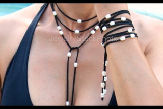 How to insert Faux Suede cord in Large Hole Freshwater Pearls - Multi use Pearl Lariat / Bracelet