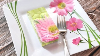 Tropical Fruit Jelly With Cream Flowers