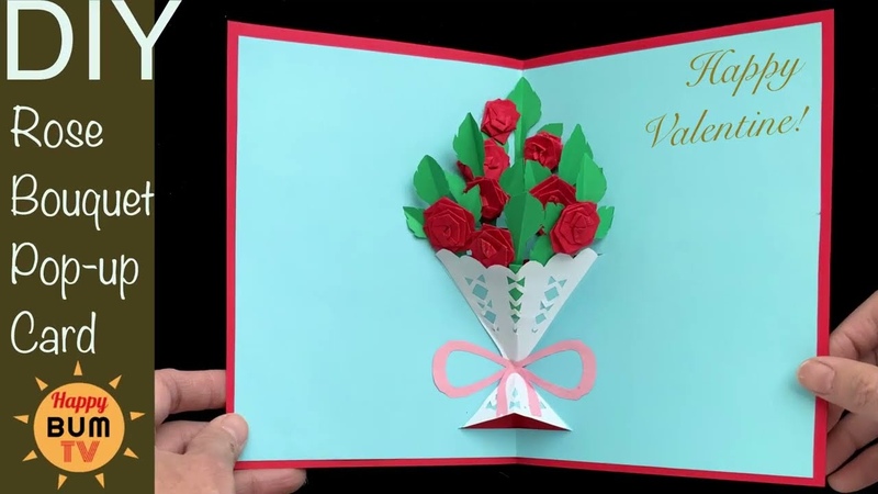 HOW TO MAKE ROSE BOUQUET POP UP CARD I DIY VALENTINE CARD I FLOWER POP UP CARD