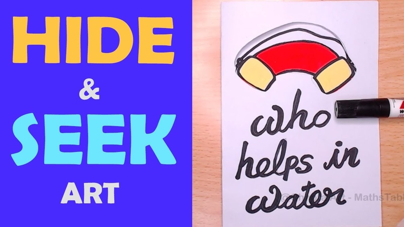 Hide and seek art 44, who helps in water, Guess It, Riddles, Art, Acrylic