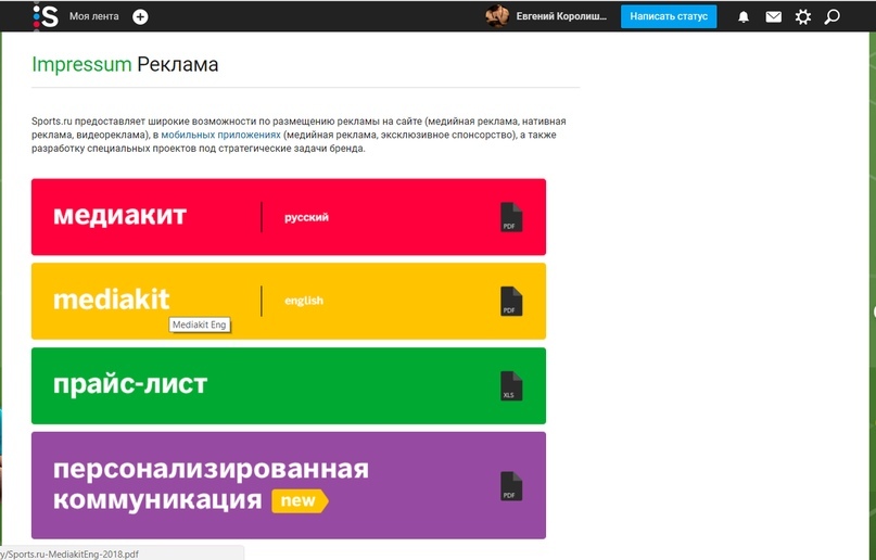 Пример рекламы посложнее (сеть sports.ru)